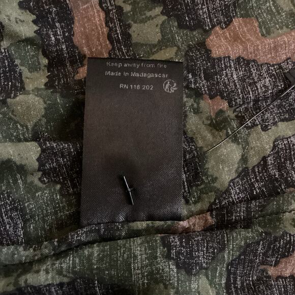 Zadig & Voltaire Rebelle Leo Green Brown Ruffle Trim Camo Midi Dress XS - Picture 10 of 10